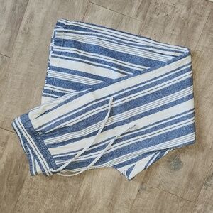 Old Navy Blue/White Striped Linen Pants